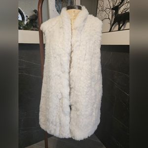 Plus Size Faux Fur Vest with satin sash and Pockets